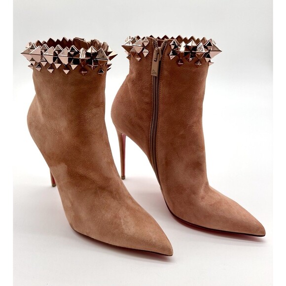 Christian Louboutin Firmamma 100 Studded-Cuff Beige Suede Boots EU 37 US 7 - Picture 13 of 13